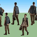 Inflatable Human Model With Different Angles Brown Pants Light Top Dark Vest And Bucket 3d model