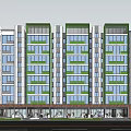Rural Self Built Multi Storey Building With Green Gray Exterior And Ground Floor Shops