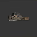 Wood And Stone Natural Textured Decorative Piece With Combined Colored Blocks