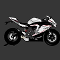 Sleek White Sports Motorcycle With Red And Black Stripes And Stylish Windshield Design