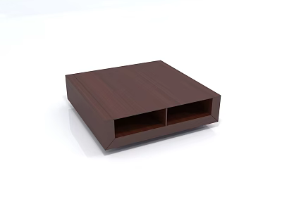 Modern Brown Wooden Square Coffee Table With Two Open Storage Compartments 3d model