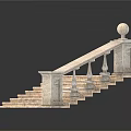 Classic Stone Staircase Design With Balustrade And Decorative Ball Steps 3d model