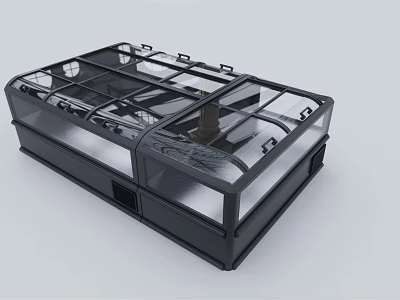 Commercial Glass Top Freezer with Multiple Compartments Transparent Display and Black Design 3d model