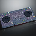 Professional DJ Mixer With Modern Electronic Control Panel Colorful Buttons Knobs And Dual Platters