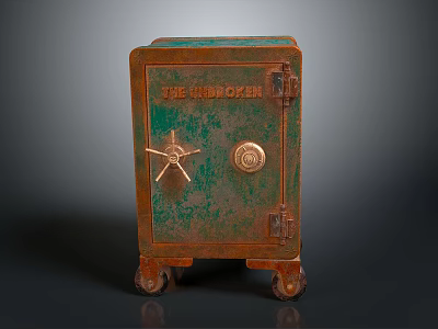 Vintage Commercial Safe The Chubbocker With Green Copper Finish And Wheels 3d model