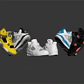 Stylish Multicolor Sneakers With Yellow Black White Blue Pink Designs For Casual Wear