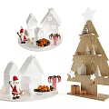 Festive Christmas Decorative Ornament Set with Santa Houses Wooden Tree Star and Candy Canes Gifts