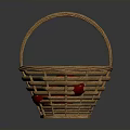 Wicker Basket Filled With Fresh Red Apples On Dark Background