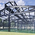 Steel structure of modern plant 3d model