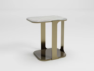 Stylish Modern Corner Table With Marble Top And Gold Metal Legs For Living Room 3d model