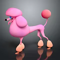 Playful Pink Poodle 3D Model With Curly Coat And Fluffy Tail