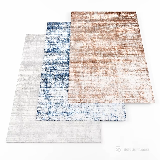 Modern Textured Square Rugs With Gray Blue Brown Tones For Living Room Decor 3d model 