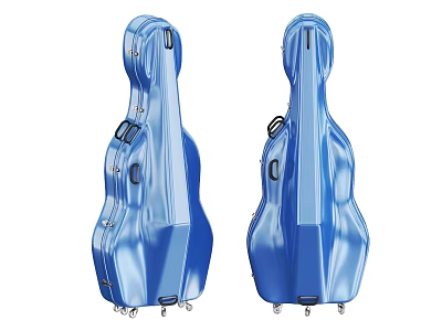 Blue Cello Instrument Case With Wheels And Protective Handles For Musicians 3d model