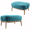 Modern Teal Velvet Upholstered Ottoman With Comfortable Design And Wooden Legs