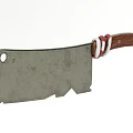 Decorative Knife Ornament With Metal Blade Hole Wooden Handle Red White Rope Wrapped Serrated Edge