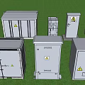 Industrial Equipment Gray Metal Distribution Boxes And Control Cabinets With Warning Signs For Industrial Use