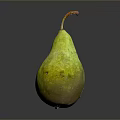 Fresh Ripe Yellow Green Pear With Brown Stem On Dark Background
