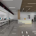 Modern Government Service Hall Interior With Service Counters Computers And Information Displays