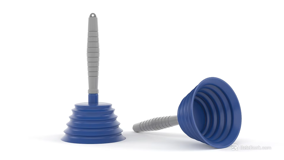 Two Blue Industrial Rubber Plungers For Effective Drain Cleaning Tools 3d model 