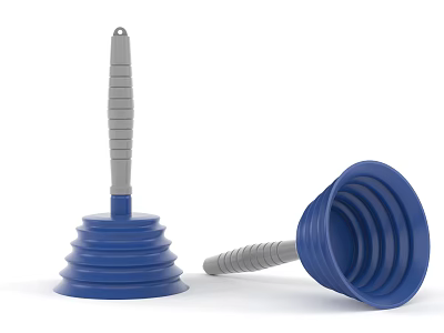 Two Blue Industrial Rubber Plungers For Effective Drain Cleaning Tools 3d model