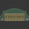 Green Arched Industrial Shed Structure With Large Entrance Metal Frame And Roof Windows