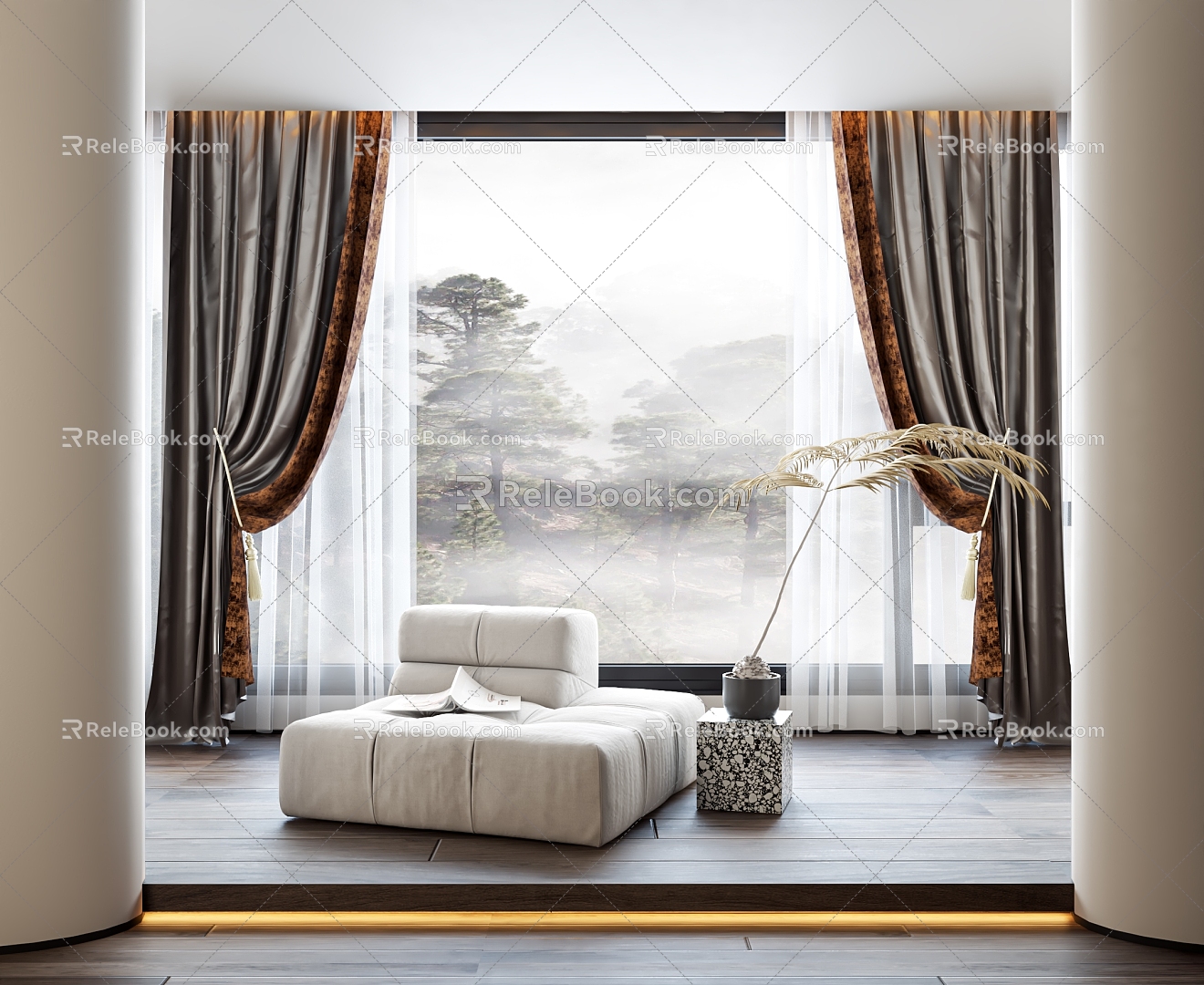 European style curtain 3d model