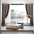 European style curtain 3d model