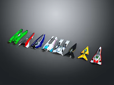 Colorful Spacecraft Models With Various Designs For Cosmic Exploration 3d model