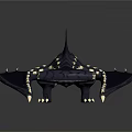 Mythical Dark Blue Dragon With White Spots Spread Wings And Sharp Claws