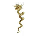 Golden Dragon Sculpture With Coiled Body And Decorative Art Design