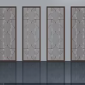 Modern Hinged Doors With Dark Frames And Geometric Light Accents Design 3d model