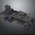 Armored Six Wheeled Military Vehicle With Mounted Cannon And Military Green Exterior Design