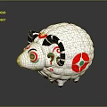 White Sheep Figurine With Colorful Patterns Red Flower Green Accents And Black Horns