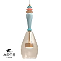 Chandelier Featuring Colorful Top Ornaments Blue Striped Stem And Transparent Glass Shade