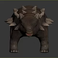 3D Armored Dinosaur Character Model With Spiked Back And Detailed Texture
