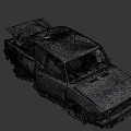 Old Rusty Abandoned Car With Open Hood And Overgrown Weeds
