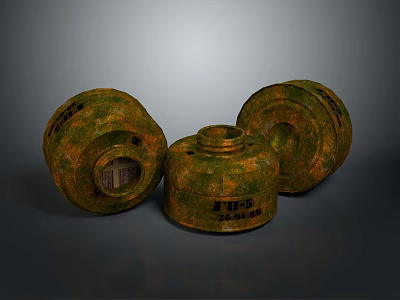 Three Rusty Weapon Parts With Corroded Metal Surfaces And Aged Appearance 3d model