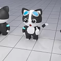 Cute Black And White Cartoon Cat Game Character With Blue Goggles Standing Playful Pose