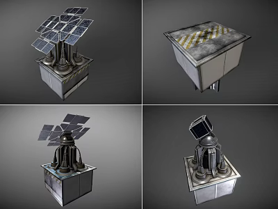 Industrial Equipment With Solar Panels Metal Structure Control Cabinet And Warning Stripes 3d model
