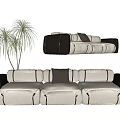 Modern three-seat sofa multiplayer sofa 3d model