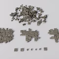 Scattered Metal Cubes And Assembled Shapes With Small Individual Pieces