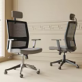 Modern Office Chair With Mesh Back Gray Seat Adjustable Headrest And Metal Base