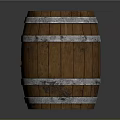 Rustic Wooden Barrel With Metal Hoops Wood Grain And Red Stain