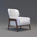 Modern White Single Sofa With Comfortable Armrest And Wooden Legs