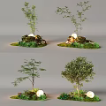 Diverse Plant Combinations With Trees Rocks Moss Small Green Plants And Glowing Orbs