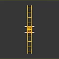 Yellow Tower Crane Model With Metal Frame And Orange Base On Reflective Surface