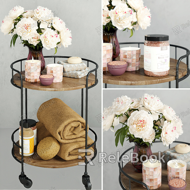 Industrial LOFT round iron wood round flower vase candle holder towel ornaments model