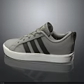 Gray Casual Sneakers With Black Stripes And White Sole Design
