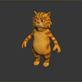 Cute Cartoon Orange Cat 3D Model With Standing Pose And Striped Fur