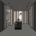 Modern Walk-in Closet Interior With Open Shelving And Glass Display Cabinets Design